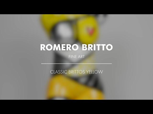 Classic BRITTOS Yellow | Limited Edition Sculpture | 22in x 11.5in x 11.5in | Romero Britto Fine Art