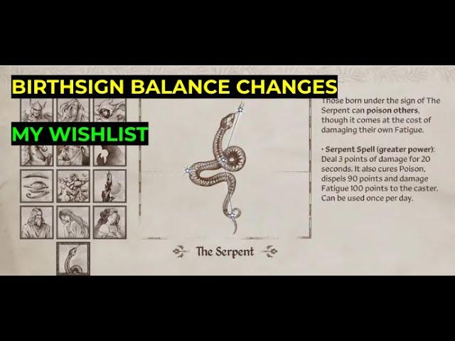 Balancing out the Birthsigns | Oblivion Wishlist