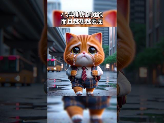 小橘子高高兴兴吃完早餐去上学结果在学校被同学欺负了好伤心 #cats #cat #cutecats #ai艺术 #funny  #猫 #搞笑