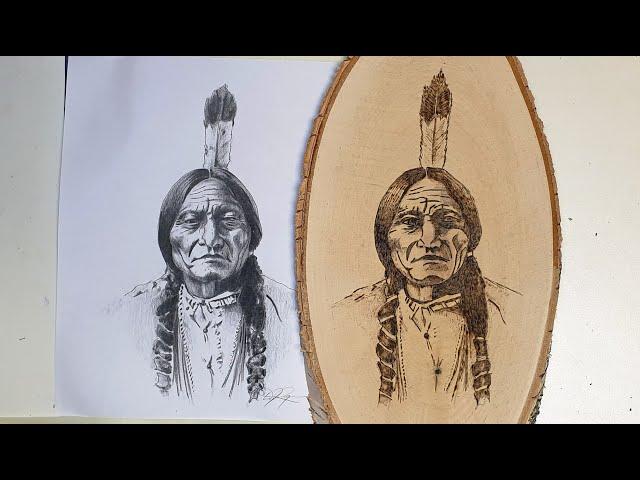 Пирография по дереву, Портрет вождя / Pyrography on wood, Portrait of the leader