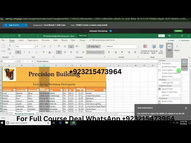 Excel Module 3 SAM Exam