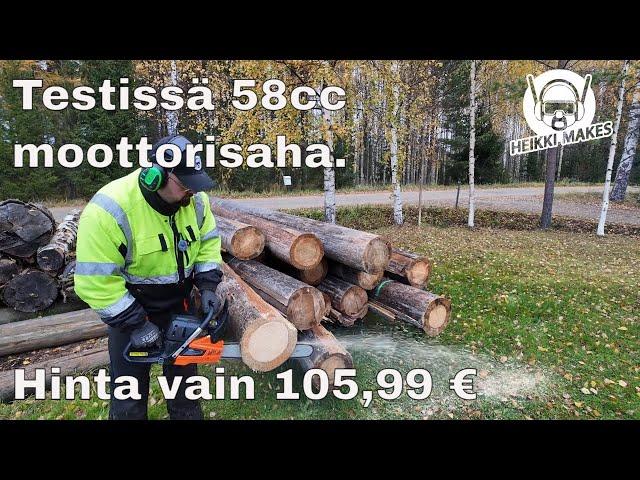 Testissä Vevor 58cc moottorisaha, 105,99 € toimitettuna, ja alekoodilla -5 % vielä pois.