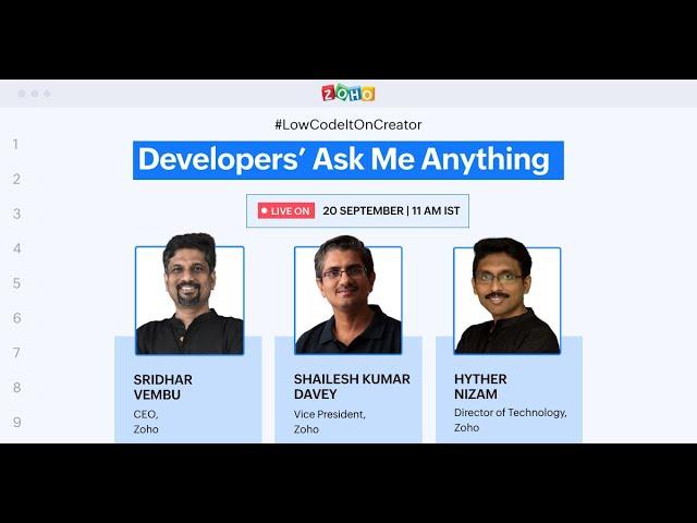 Creator's All-Developers Ask Me Anything | Zoho Creator | LN Live