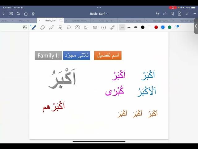 Sarf (Practice + Review) Ism Tafzeel + Colours Family IX by Ustad Hammad Mohib 13/12/2024