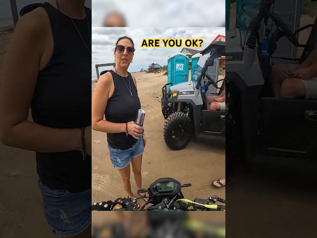 Biker eats it on the beach in front of everyone  ​⁠​⁠@HoustonianPsycho