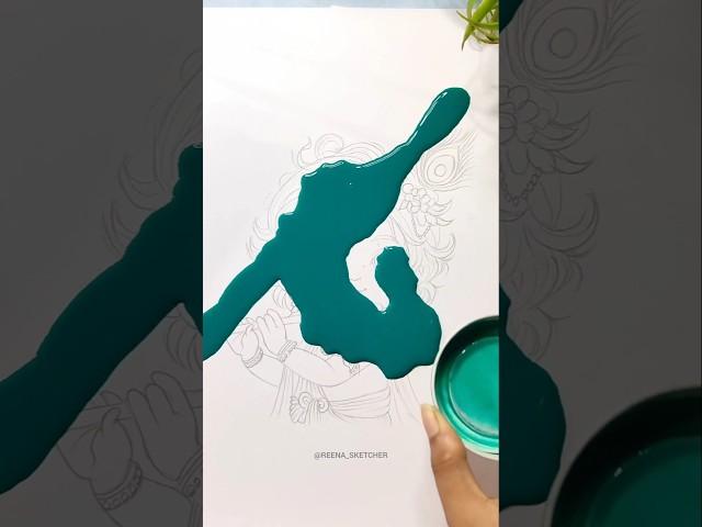 I Spilled Watercolor Draw Krishna Painting ️#shorts #krishna #painting #reena_sketcher