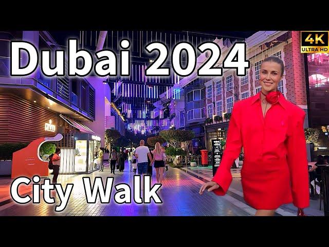 Dubai City Walk  Amazing City Walk Night Life, Musical Fountain Show! [ 4K ] Walking Tour