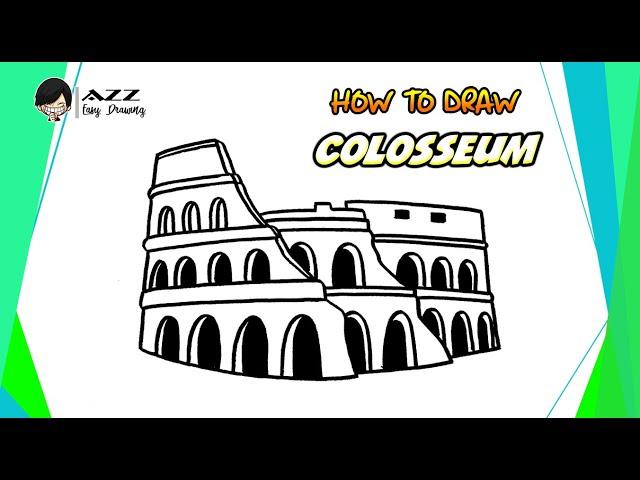 How to draw Colosseum step by step