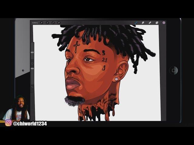 21 Savage - HOW TO CARTOON YOURSELF / VECTOR STYLE /PROCREATE TUTORIAL