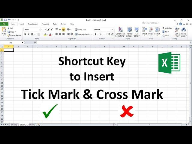 Shortcut to Insert Tick Mark & Cross Mark In Excel