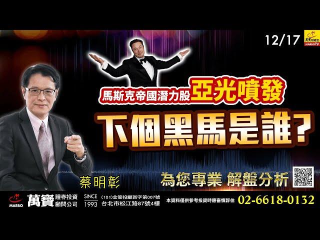 2024/12/17  馬斯克帝國潛力股亞光噴發，下個黑馬是誰?  蔡明彰