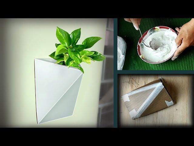 "DIY White Cement Pots: Elegant Home Decor:) how to make pots easy at home:)