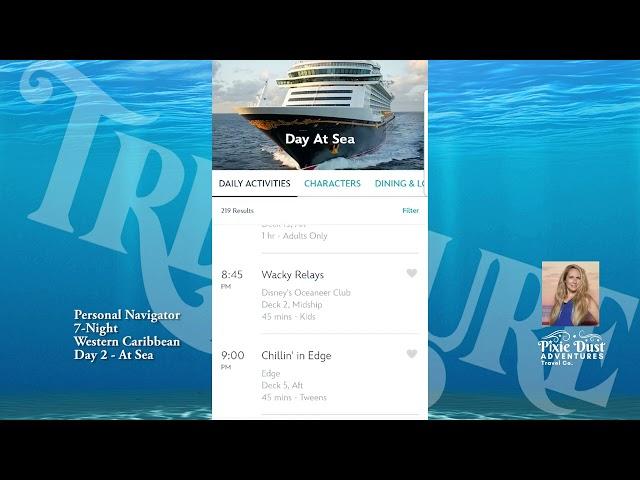 Personal Navigator - Disney Treasure Western Caribbean Day 2 At Sea - Pixie Dust Adventures