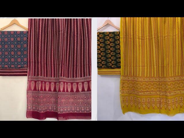 Cotton Ajrakh Churidar Materials @blushfashion5286