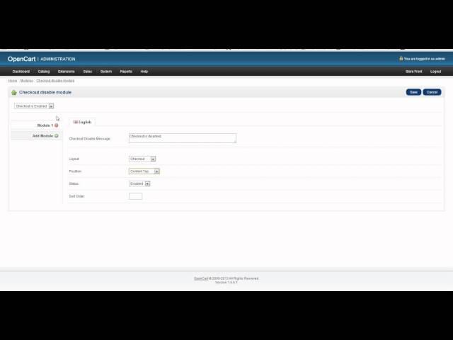 Disable Checkout module for Opencart