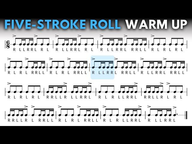 Five-Stroke Roll Snare Drum Warm Up / Practice Pad Exercise (40-120 BPM)