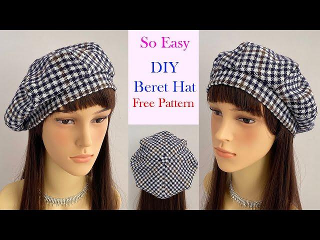 DIY Beret Hat | How to make Beret Hat with Free Pattern | French Beret Cap | chapéu boina बेरेट टोपी