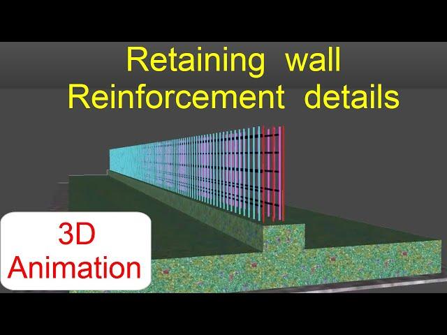 Reinforcement details  of Retaining wall || 3D Animation