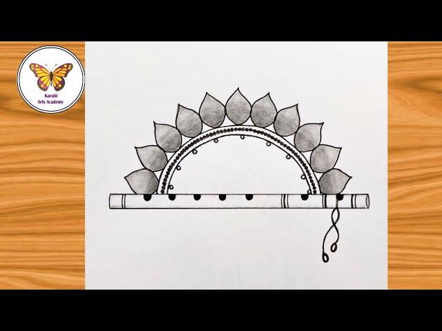 Bansuri drawing easy and beautiful| Flute drawing| chitra