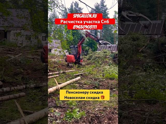 КАК ПРОИСХОДИТ РАСЧИСТКА УЧАСТКА ЭКСКАВАТОРОМ #участок #дача #стройка #экскаватор #спб #дренаж #дом