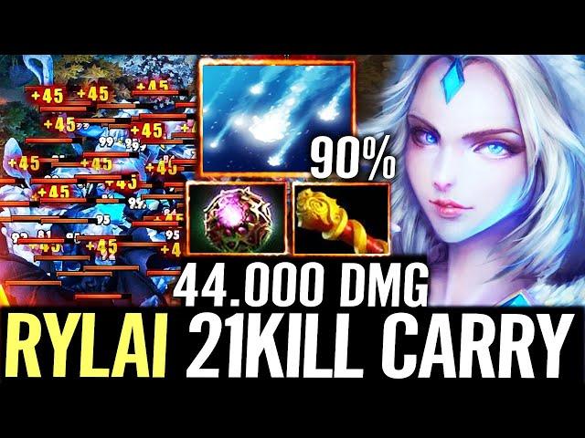  Rylai 21 KILLS 44.000 DMG HARD CARRY — Aghanim + Shard Moving Ult 320 AOE Explosion Dota 2 Pro