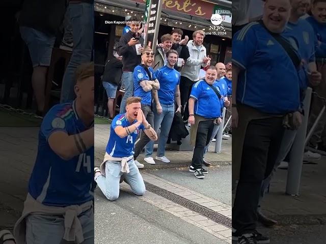 Albania fan playfully taunts Italian supporters by snapping spaghetti ahead of Euro 2024 match