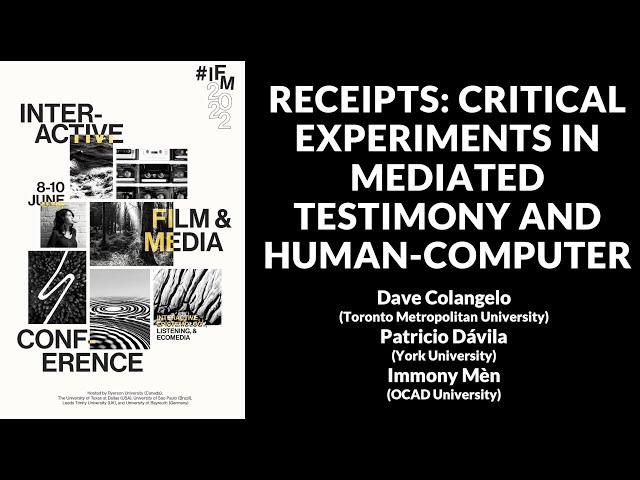 IFM2022: Receipts by Dave Colangelo, Patricio Dávila, and Immony Mèn