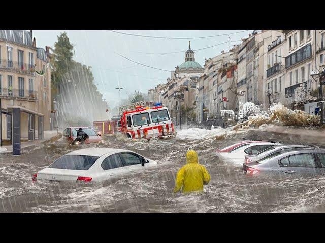 Chaos in France! Flash flood in Marseille sweeps away cars and roads, Europe is shocked