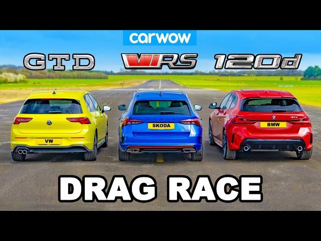 VW Golf GTD v BMW 120d v Skoda Octavia vRS: DRAG RACE