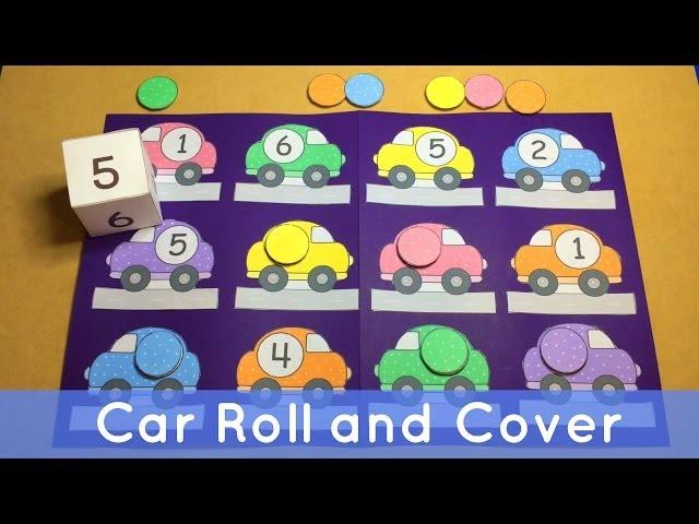 Car Roll and Cover - Preschool File Folder Game For Math Centers