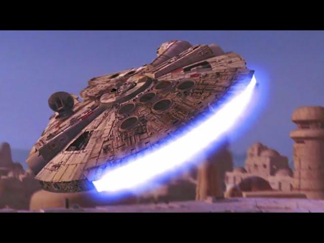 Millennium Falcon escapes Tatooine - Star Wars IV A New Hope