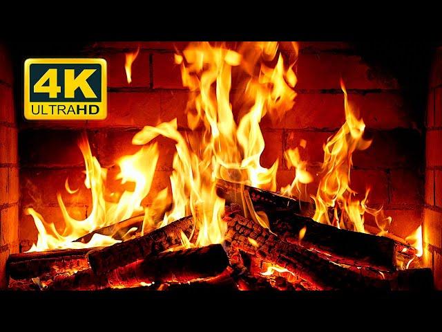  Cozy Fireplace 4K (12 HOURS). Fireplace with Crackling Fire Sounds. Crackling Fireplace 4K