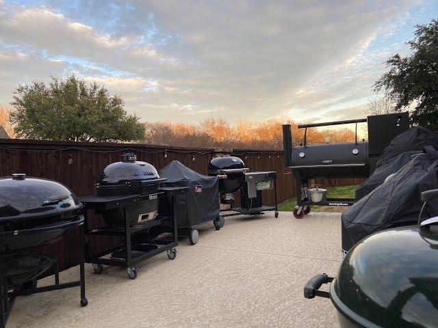 All My Grills! Big Green Egg, Kamado Joe, Weber Summit Charcoal Grill, WSM Akorn Jr LSG Ranch Kettle