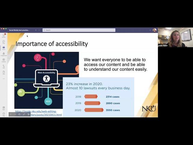 NKU SA Professional Development with Lizzie Kibler Wallace: Social Media Success & Data Analytics