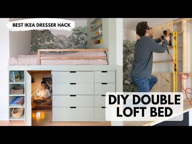 DIY Double Loft Bed with Hidden Hideout | Ikea Dresser Hack