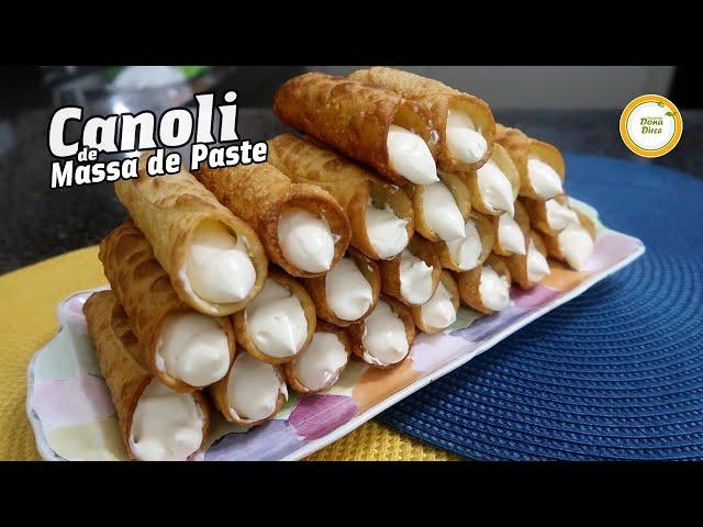 A FORMA MAIS FÁCIL DE FAZER CANOLI DOCE QUE EU JÁ VI | CANNOLI RECHEADO | RECHEIO PARA CANOLI #1036