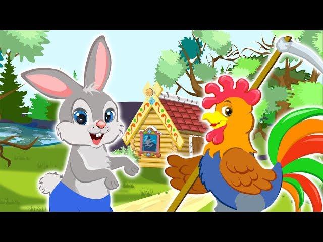 The Rabbit Tree-Bark House. Funny cartoon for children.