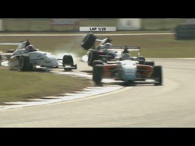 MRF Formula 2000 Series 2018. Race 2 Madras Motor Race Track. 1st Lap Crashes