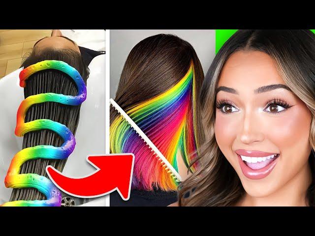 RAINBOW Hair Transformation (AMAZING)