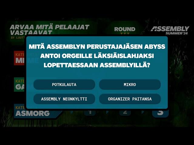 Assembly Summer 2024 Content Stage - YLE Luuttiklubi: Arvaa mitä pelaajat vastaavat