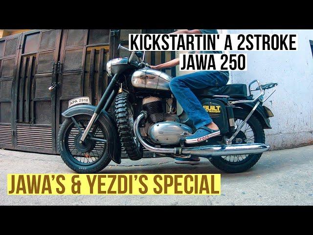 How to Kickstart vintage 2stroke Jawa -  exhaust sound 