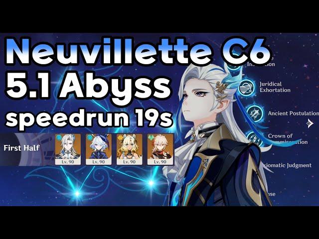 Neuvillette C6 5.1 Spiral Abyss speedrun 19s