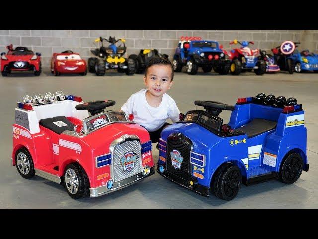 Chase Police Car VS Marshall Fire Engine Paw Patrol Kids Ride On Car  Fun With Ckn Toys