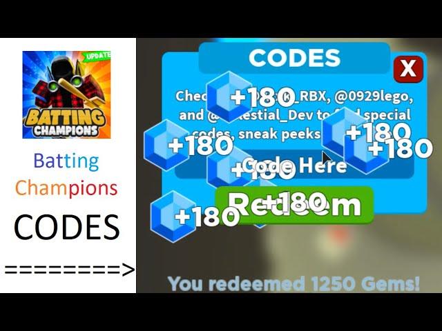 NEW Batting Champions MORE CODES! (Roblox)