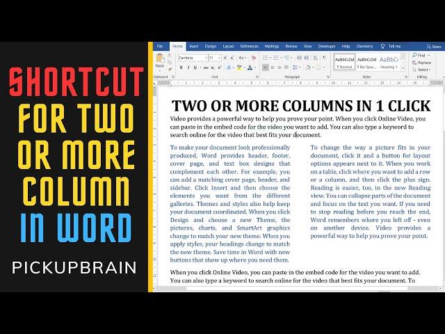 How to make two columns in Word in just 1 click 