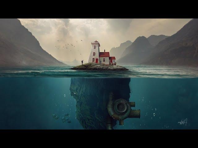 House Island Underwater Photo Manipulation Photoshop Tutorial