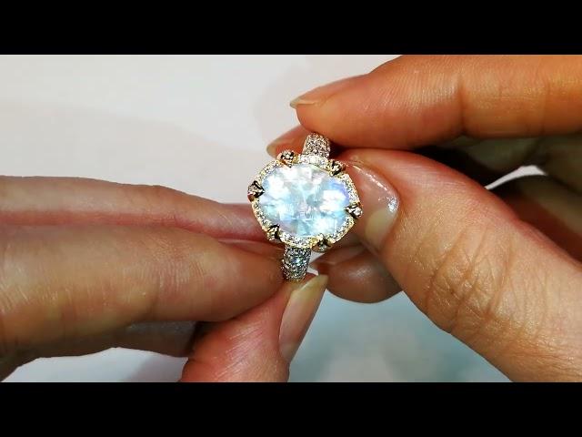 Rainbow Moonstone Ring 3.86 carats by Kat Florence