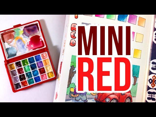 That Mini Red Palette - Tiny Watercolor Palette with 24 Wells - Review! 