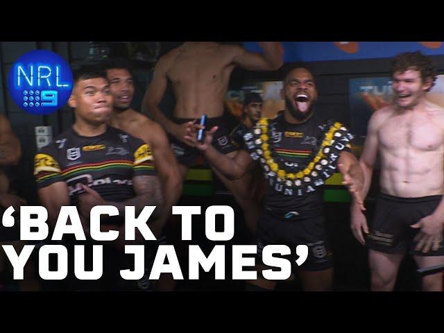 The Penrith Panthers end Joey's interview early: In the Sheds | NRL on Nine