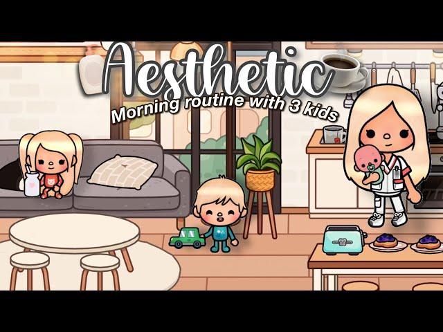 Single mom with 3 kids aesthetic morning routine  | Toca life world ︎